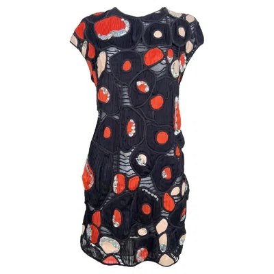 Pre-owned Chloé F/w 2007 Eclectic Little Black And Red Pleather And Rhinestone Mini Dress
