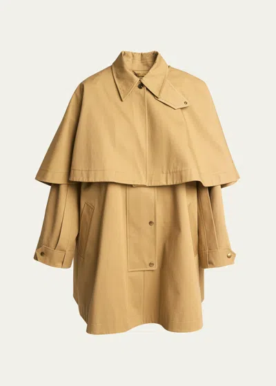 Chloé Gabardine Cape Coat In Past Khaki