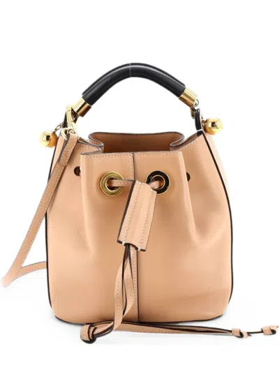 Pre-owned Chloé Gala Leather Small Bucket Bag In Neutral