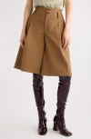 Chloé Chloe' Women Shorts Bermuda Wide Leg And High Waist In Cotton