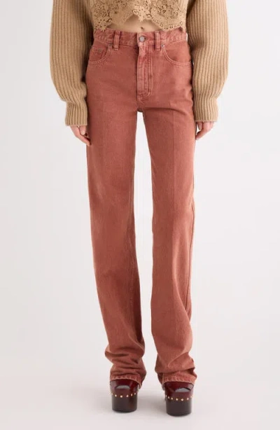 Chloé Garment Dyed Straight Leg Jeans In Blue