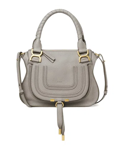 Chloé Garnet Leather Handbag With Handle Detail In Grey