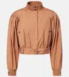 Chloé Ruched Short Cotton Poplin Jacket In Reef Shell In Brown