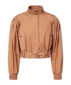 Chloé Ruched Short Cotton Poplin Jacket In Reef Shell In Brown