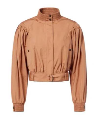 Chloé Ruched Short Cotton Poplin Jacket In Reef Shell In Multi
