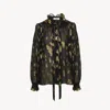 Chloé Blouse Froncée En Jacquard De Soie Et Lurex Femme Noir Taille 40 80% Soie, 20% Polyamide, Pinctada M In Black