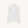 Chloé Gathered Blouse In Silk Mousseline & Lace In White
