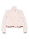 Chloé Pleated Sleeve Gathered Shoulders Jacket In Pink