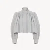 Chloé High Collar Long Sleeve Casual Jacket In Grey