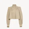 Chloé Women Beige Cropped Jacket With Gathered Shoulders In Cotton Woman In Beige