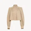Chloé Gathered Boule Jacket In Cotton Gabardine In Brown