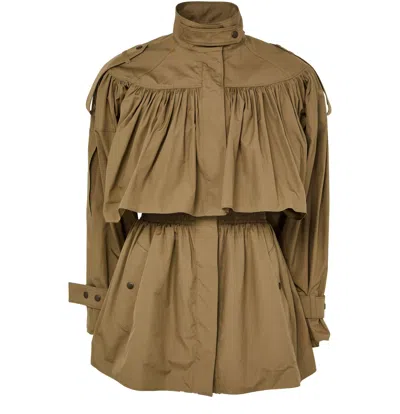 Chloé Gathered Coat In Brown