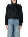 Chloé Crop Balloon Hem Cotton Zip Jacket In Black