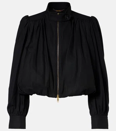 Chloé Gathered Cotton Canvas Jacket In Black