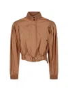 Chloé Ruched Short Cotton Poplin Jacket In Reef Shell In Brown