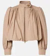 Chloé Women Beige Cropped Jacket With Gathered Shoulders In Cotton Woman In Brown