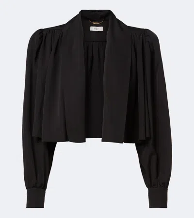 Chloé Gathered Cropped Jacket In Washed Viscose Faille In Black