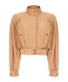 Chloé Ruched Short Cotton Poplin Jacket In Reef Shell In Brown