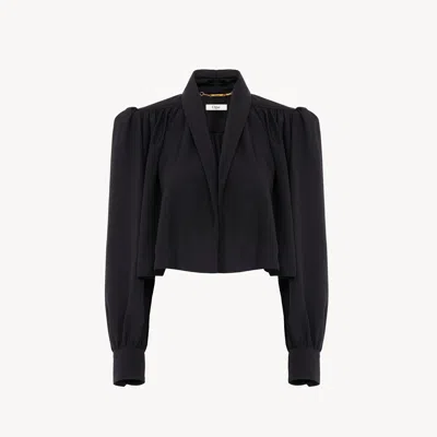 Chloé Veste Courte Froncée En Faille De Viscose Lavée In Black