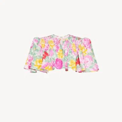 Chloé Gathered Cropped Top In Cotton Poplin In Multi