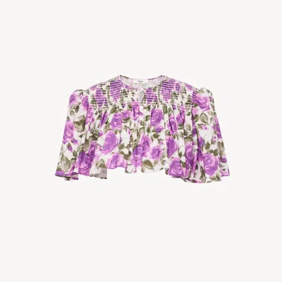 Chloé Gathered Cropped Top In Cotton Poplin In Multi