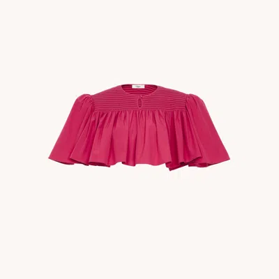 Chloé Gathered Cropped Top In Cotton Poplin In Pink