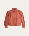 Chloé Gathered Denim Jacket In Red