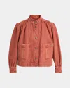 Chloé Gathered Denim Jacket In Red