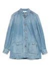 Chloé Relaxed Fit Jacket With Buttoned-cuff Sleeves In Blau