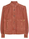 Chloé Logo Denim Jacket With Patch Pockets In Red