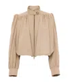 Chloé Women Beige Cropped Jacket With Gathered Shoulders In Cotton Woman In Brown