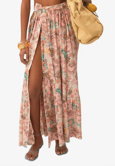 Chloé Gathered Floral Print Maxi Skirt In Multi