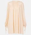 Chloé Chloe Gathered Floral Silk Jacquard Minidress In Neutral