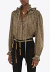 Chloé Gathered Fluid Silk Blouse In Bronze