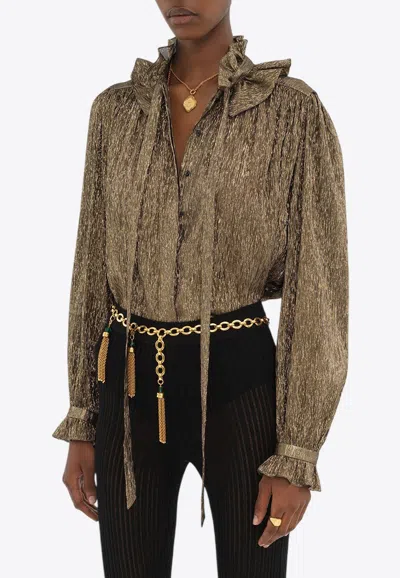 CHLOÉ GATHERED FLUID SILK BLOUSE