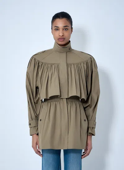 Chloé Gathered High-collar Jacket In Green