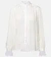 Chloé Women Ruffled Silk Muslin And Lace Blouse In White