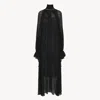 Chloé Turtleneck Long-sleeve Swiss Dot Silk Maxi Dress In Black