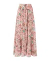 Chloé Belted Floral-print Silk Maxi Skirt In Pink