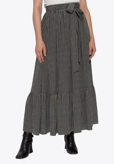 Chloé Gathered Midi Skirt In Silk In Black