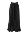 Chloé Gathered Midi Skirt In Silk Jacquard In Gray