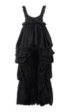 Chloé Gathered Organic Silk Charmeuse Gown In Black