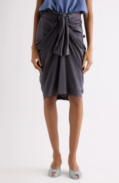 Chloé Gathered Organic Silk Satin Skirt In Black
