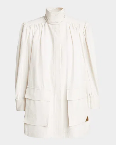 CHLOÉ GATHERED PUFF-SLEEVE COTTON JACKET