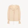 Chloé Gathered Ruffle Top In Cotton Voile In Neutral
