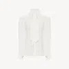Chloé Pleated Scarf-tie Crepe De Chine Lace Shirt In White