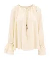 Chloé Cream White Loose Blouse With Drawstring In Nude