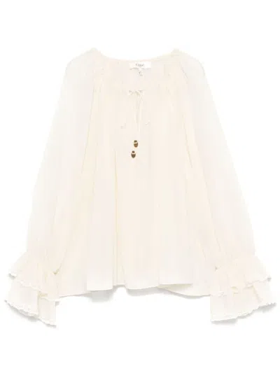 CHLOÉ GATHERED SILK BLOUSE