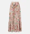 Chloé Belted Floral-print Silk Maxi Skirt In Pink