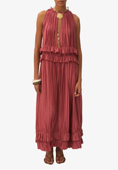 Chloé Gathered Sleeveless Maxi Dress In Purple